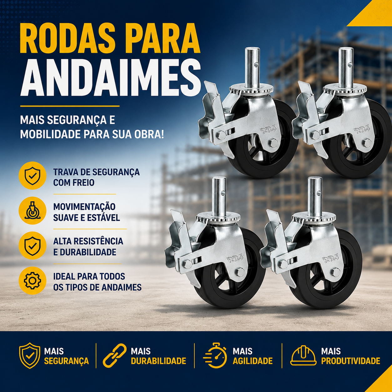 RODAS PARA ANDAIMES COM FREIO